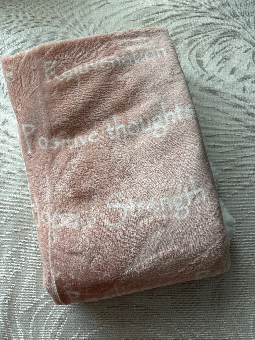 Plush Pink Throw Blanket 48 x 72 in with Positive Words - prayer Blanket